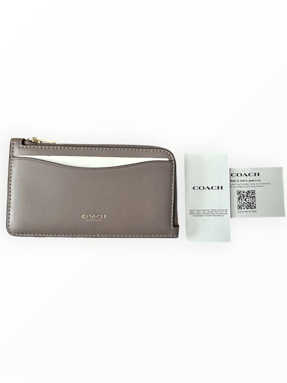 NWT Coach New York Skinny Zip Card Case Leather Ash Multi CBF50
